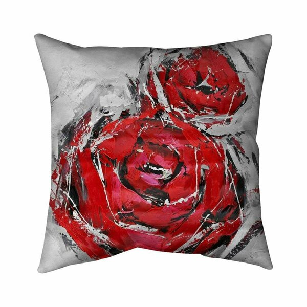 Fondo 26 x 26 in. Abstract Red Roses-Double Sided Print Indoor Pillow FO2793162